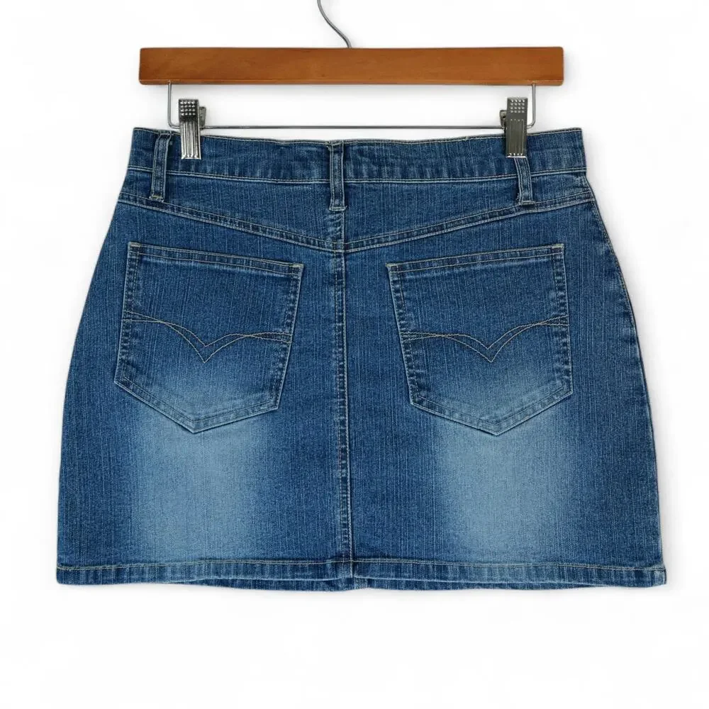 Lazer Jeans Skirt‎ Womens Juniors 9 Demim Mini Skirt Stretch Y2K